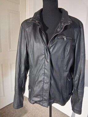 Classic Black Women's Faux Leather Jacket